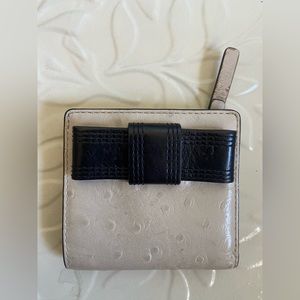 Kate Spade Leather Bow Bi-Fold Faux Ostrich Wallet